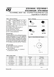 DataSheet STN1HNK60 pdf